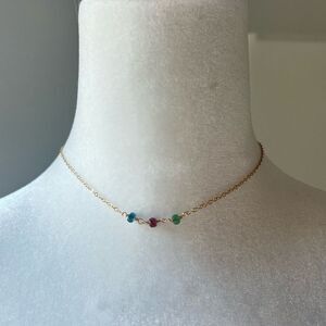 Judith Bright Rainbow Gemstone Choker Necklace, 12 inches, 14 k Gold Fill